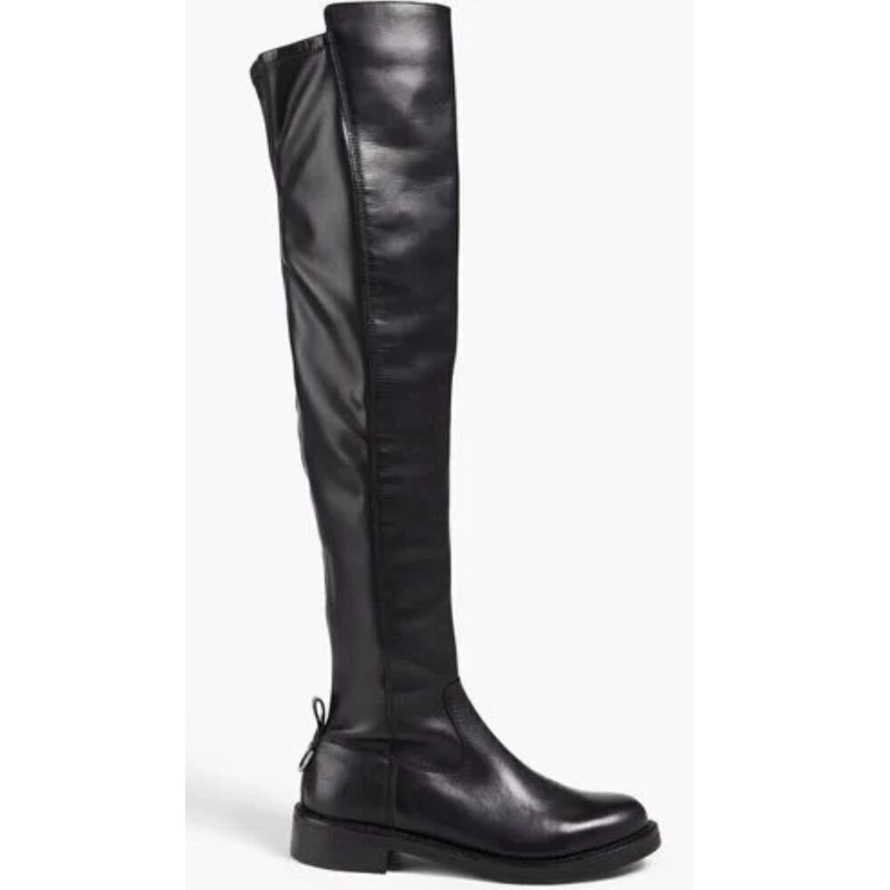 Sam Edelman Over The Knee Boots Size‎ 7.5 Black Leather Narisa Zip Up Block Heel